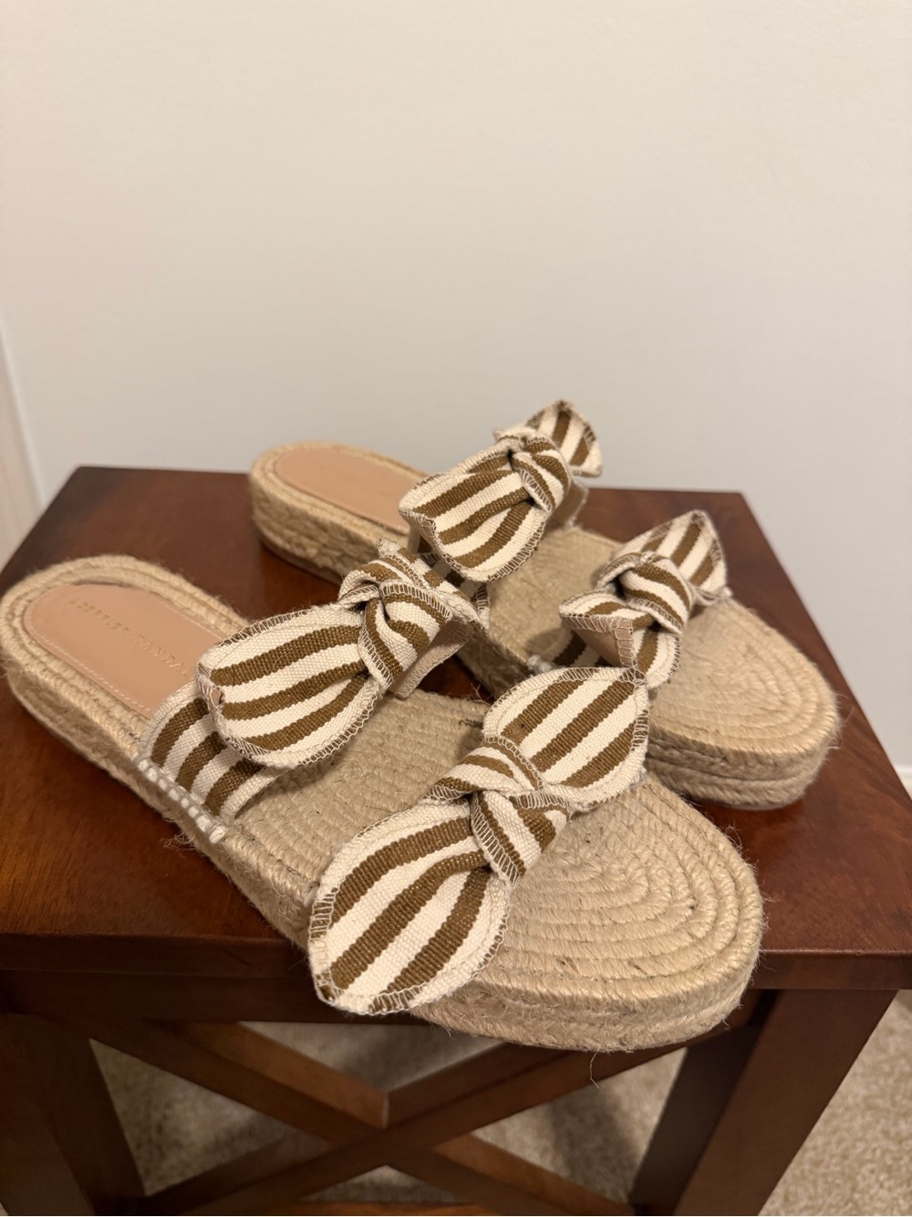 Loeffler Randal Espadrille Striped Bow Sandals